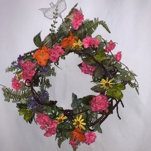 NWT floral wreath Spring, Summer Easter 18”-20”